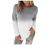 Oberteile für Frauen Elegant, Frauen Plus Size Tie-Dye Gedruckt Gradient Pullover Langarm Sweatshirt Top Casual Bluse für Frauen (Weiß 3XL)