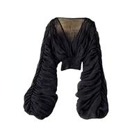 Oberteile mit Glockenärmeln für Damen, Elegante Oberteile für Abendgarderobe, Spitzenblusen für Frauen, Schwarz, Einheitsgröße