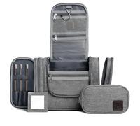 Obics Kulturbeutel Herren & Damen Gross grau 8L XL - Kulturtasche zum Aufhängen & mit Spiegel - Toiletten-Tasche mit Henkel hängend - Kosmetik-Beutel groß - Waschtasche 10 Fächer für Camping Reisen