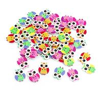 Oblique-Unique® 50 Stück Knöpfe aus Holz mit süßen Eulen im bunten Mix 15mm Nähen Kleidung Deko Basteln