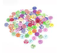 Oblique-Unique® Holzknöpfe Buttons Rund ca. 100 Stück im bunten Mix Durchmesser 15mm - Nähen Kleidung Deko Basteln