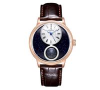 OBLVLO Herren Retro Rose Gold Miyota Uhrwerk Automatikuhr Designer Sternenhimmel 24-Stunden-Anzeige Lederband Klassische Uhren SCM-S, Scm-stars-pswl, Tendência