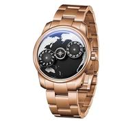 OBLVLO JM-Earth Herren-Armbanduhr mit Zifferblatt und Rädern, Automatikuhr, Edelstahlgehäuse, blaues Nachtlicht, mechanische Armbanduhr, Jm-earth-pll, Militär