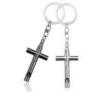 Obrjoyfly 2 Stück Trillerpfeife mit Schlüsselanhänger, Metall Kreuz Notpfeife, Signalpfeife mit Schlüsselanhänger für Für die Dekoration von Taschen,.Outdoor Camping Wandern Jagen usw.