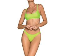 Obsessive. Elastischer Damen Bikini Neon Top mit Rückenverschluss und elastisch Tanga grün S