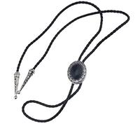 Obsidian Anhänger Retro Stil Halskette 100cm Krawatte Schnürsenkel Schwarz