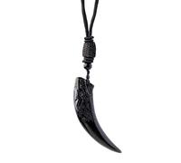 Obsidian-Halskette - schwarzer Anhänger aus Kordel | Schutzenergie-Schmuck, kristallin für spirituelles Gleichgewicht, Meditation, Achtsamkeitspraxis, Se référer au descriptif, Legierter Stahl, Siehe