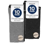 Occulto 10 Paar Diabetikersocken für Herren & Damen ohne Naht ohne Gummibund aus Baumwolle 4 Paar Schwarz | 3 Paar Dunkelgrau | 3 Paar Hellgrau 35-38