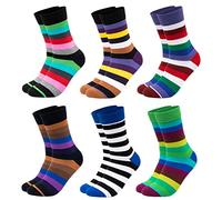 Occulto BUNTE SOCKEN für HERREN (6 PAAR) aus BAUMWOLLE in verschiedenen MUSTERN, bunte HERRENSOCKEN BUSINESS SOCKEN, RINGELSOCKEN 6 Paar | Strips 43-46