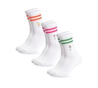 Occulto Damen & Herren Motiv Tennissocken mit Streifen 3er Pack (Modell: Summer), Statement Tennis Socken Drinks 35-38