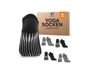 Occulto Damen & Herren Yoga Socken 2er Pack, 4er Pack (Modell: Mady) 4 Paare | Schwarz-Grau 35-38