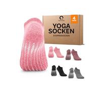 Occulto Damen & Herren Yoga Socken 2er Pack, 4er Pack (Modell: Mady) 4 Paare | Schwarz-Grau-Pink-Rot 35-38