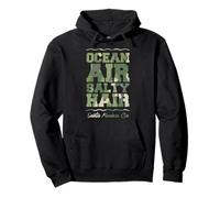 Ocean Air Salty Hair Santa Monica California Retro Tropical Pullover Hoodie