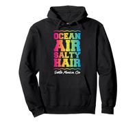 Ocean Air Salty Hair Santa Monica California Retro Tropical Pullover Hoodie