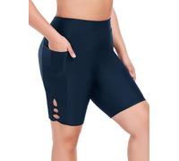 Ocean Blues Damen Badeshorts High Waist mit Bauchkontrolle, 8 Zoll Boardshorts, Schnelltrocknend, mit Innenslip und Seitentasche, für Schwimmen und Surfen, Marineblau - Größe M