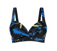 Ocean Blues Damen Push Up Bikini Oberteil Ohne Draht Mit Twist Detail Molded Cups Schmeichelndes Badetop, Federprint, Größe XL