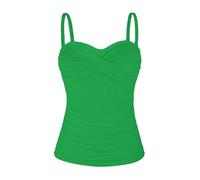 Ocean Blues Damen Tankini Oberteil mit abnehmbaren Trägern und Bauchkontroll Raffung Bikini Top für Strand und Pool in Smaragdgrün Größe L