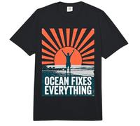 Ocean Fixes Everything Beach Sunset Silhouette Comfort Colors Adult Heavyweight T-Shirt