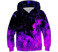 Ocean Plus Jungen Bunte Kapuzenpullover Wolf Digitaldruck Hoodie Langarmshirt Kinder Pullover Sweatshirts (M (Körpergröße: 135-140cm), Fuchsia Rauch)