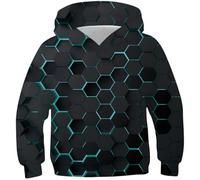 Ocean Plus Jungen Bunte Kapuzenpullover Wolf Digitaldruck Hoodie Langarmshirt Kinder Pullover Sweatshirts (L (Körpergröße: 145-150cm), Bienenstock)