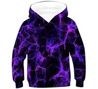 Ocean Plus Jungen Bunte Kapuzenpullover Wolf Digitaldruck Hoodie Langarmshirt Kinder Pullover Sweatshirts (M (Körpergröße: 135-140cm), Lila Rauch)