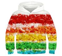 Ocean Plus Jungen Fleece Digitaldruck Hoodie Unisex Langarm Kapuzenpullover Kinder Sweatshirt mit Kapuzen (L (Körpergröße: 145-150 cm), Regenbogen)
