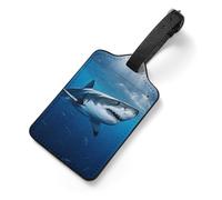 Ocean Sea Animal Shark Gepäckanhänger aus PU-Leder, personalisierter Kofferanhänger mit Namenskarte, langlebige Reisetaschen-Identifikation für Gepäck, Rucksack, Turnbeutel, ästhetisches Reisezubehör