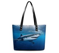 Ocean Sea Animal Shark Tote Bags for Women Leather Purses Large Casual Work Handbag Fashion Hobo Bag Soft Shoulder Bag Ladies Designer Satchel Bags for Work Travel Daily Use
