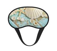 Ocean Sea Beach Seashells Seestern Blue Print Verstellbare Augenabdeckung zum Schlafen, bequeme, druckfreie und atmungsaktive Schlafmasken