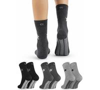 OCERA 3 Paar Thermo Stoppersocken mit ABS - Anti Rutschsocken mit Innenfrottee für Damen und Herren - Grautöne mit Sterne Muster 39-42