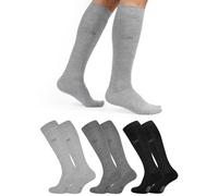 OCERA 3 Paar Wellness Gesundheits Kniestrümpfe mit Frotteesohle für Damen und Herren, Nahtfreie Spitze, Venenfreundlicher Komfortbund, in Grautönen Gr. 43-46