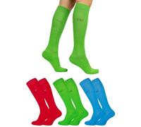 OCERA 3 Paar Wellness Kniestrümpfe Baumwolle NEU mit Frotteesohle + handgekettelter Spitze Unisex Damen + Herren in modernen Farben Rot, Grün, Blau Gr. 35-38