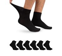 OCERA 6 Paar Diabetiker Kurzschaft Socken für Damen und Herren, ohne drückenden Gummibund Schwarz Gr. 43-46