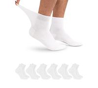 OCERA 6 Paar Diabetiker Kurzschaft Socken für Damen und Herren, ohne drückenden Gummibund Weiss Gr. 35-38