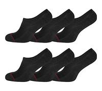 OCERA 6 Paar Wellness Füßlinge Baumwolle mit Frotteesohle + handgekettelte Spitze Unisex Damen + Herren in klassischem Schwarz Gr. 43-46