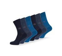 OCERA 6 Paar Wellness Gesundheits Socken mit Frotteesohle für Damen und Herren, Nahtfreie Spitze, Venenfreundlicher Komfortbund, in Blautönen Gr. 47-50