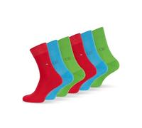 OCERA 6 Paar Wellness Gesundheits Socken mit Frotteesohle für Damen und Herren, Nahtfreie Spitze, Venenfreundlicher Komfortbund, in Rot, Grün, Blau Gr. 47-50