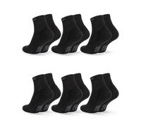 OCERA 6 Paar Wellness Kurzschaft Socken Baumwolle NEU mit Frotteesohle + handgekettelter Spitze Unisex Damen + Herren in elegantem Schwarz Gr. 43-46