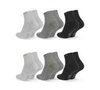 OCERA 6 Paar Wellness Kurzschaft Socken Baumwolle NEU mit Frotteesohle + handgekettelter Spitze Unisex Damen + Herren in Grautönen Gr. 35-38