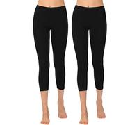 OCERA Damen Leggings 3/4 Lang (Capri) aus atmungsaktiver Viskose Schwarz Gr. M (40/42) 2er Pack