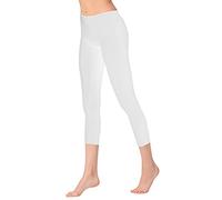 OCERA Damen Leggings 3/4 Lang (Capri) aus atmungsaktiver Viskose Weiss Gr. S (36/38)