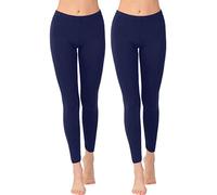 OCERA Damen Leggings Lang aus atmungsaktiver Viskose Dunkelblau Gr. M (40/42) 2er Pack