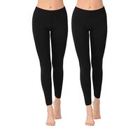OCERA Damen Leggings Lang aus atmungsaktiver Viskose Schwarz Gr. M (40/42) 2er Pack