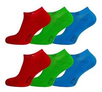 OCERA Wellness Sneaker Socken - 6 Paar mit hohem Baumwollanteil, Frotteesohle, Atmungsaktiv - Für Damen & Herren, Komfortabel für den Alltag in Rot, Grün, Blau Gr. 35-38