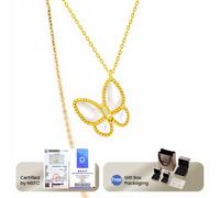 ochama x J.ZAO Lab-grown Diamant Weiße Muschel Schmetterling Kette mit 750‰ Goldkette