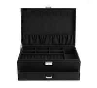 Ochama x SONGMICS Schmuckaufbewahrung, 2-stöckige Aufbewahrungsbox mit Schublade und Schloss, für Ohrringe, Ringe, Halsketten, Geschenkidee, schwarz