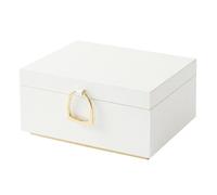 Ochama x SONGMICS Schmuckbox mit Tablett, 2-stöckige Schmuckaufbewahrung, Schmuckkasten für Zuhause, Geschenkidee, weiß