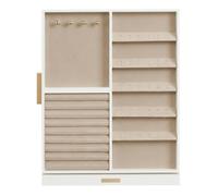 Ochama x SONGMICS Schmuckkasten mit 7 Schubladen, drehbarer Schmuckorganizer, Glasfenster, Geschenkidee, weiß