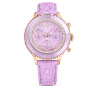 Octea chrono Uhr, Schweizer Produktion, Lederarmband, Violett, Roségoldfarbenes Finish OS