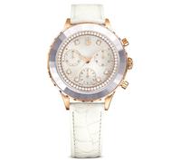 Octea chrono Uhr, Schweizer Produktion, Lederarmband, Weiß, Roségoldfarbenes Finish OS